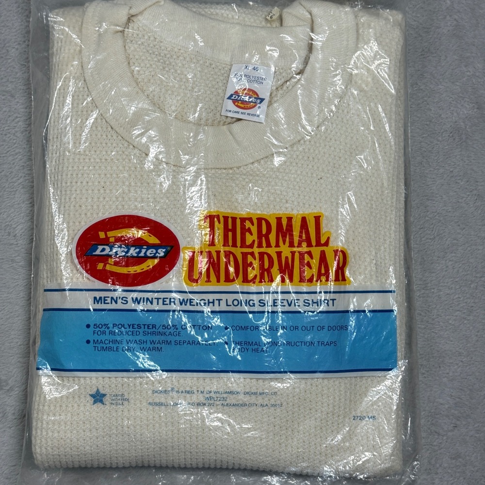 Dickies Thermal Underwear Mens XL Cream Winter Weight Long Sleeve Shirt 2720 MS